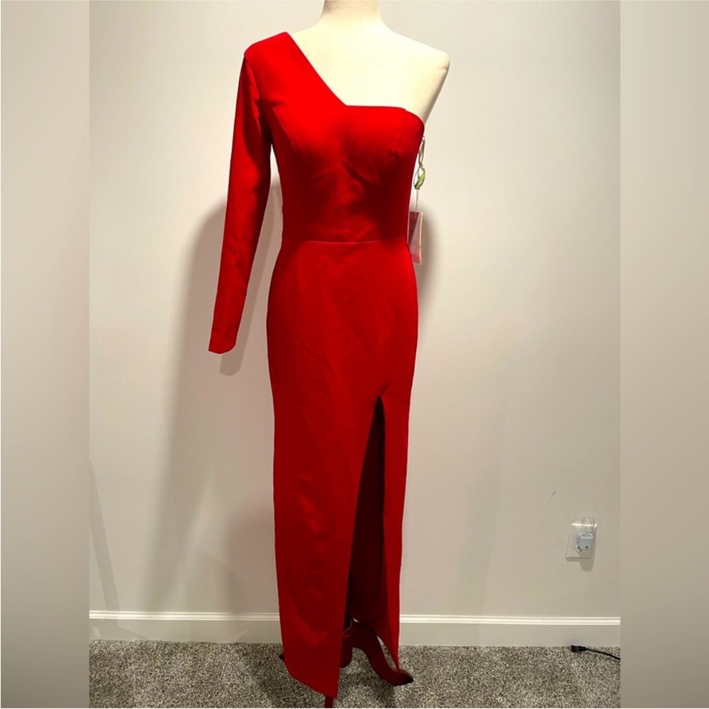 Red gown dress one shoulder